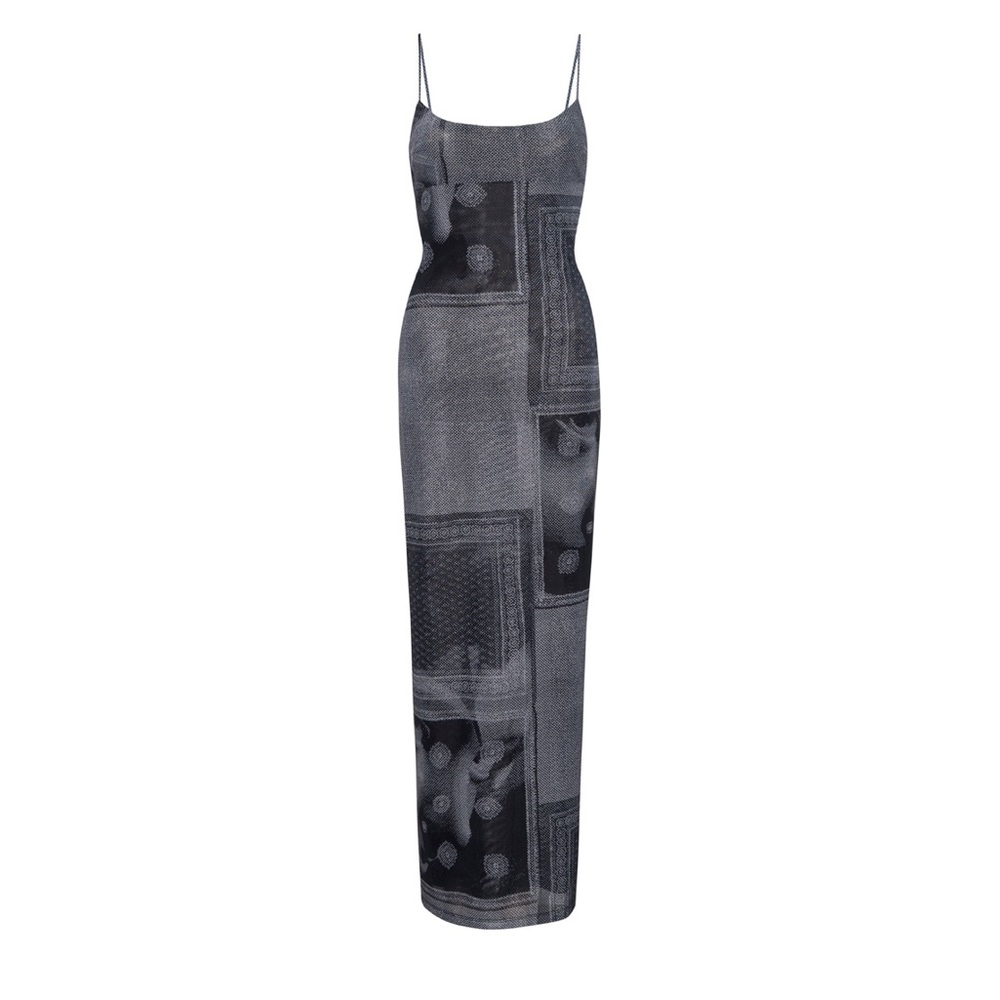 Miaou Thasis Maxi Dress Sciarpa Print black and white NWT wedding guest dress M
